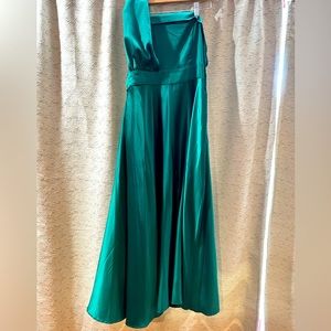 Emerald Green One Shoulder Dress